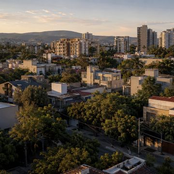 Zona residencial de Guadalajara al atardecer